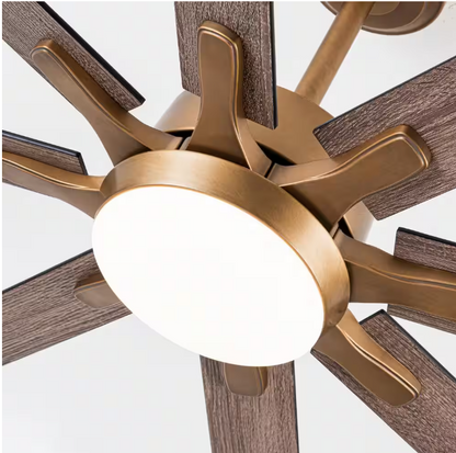 matrix decor 65 in. LED Indoor Gold DC Motor Ceiling Fan with Light and Remote Control, Reversible Blades