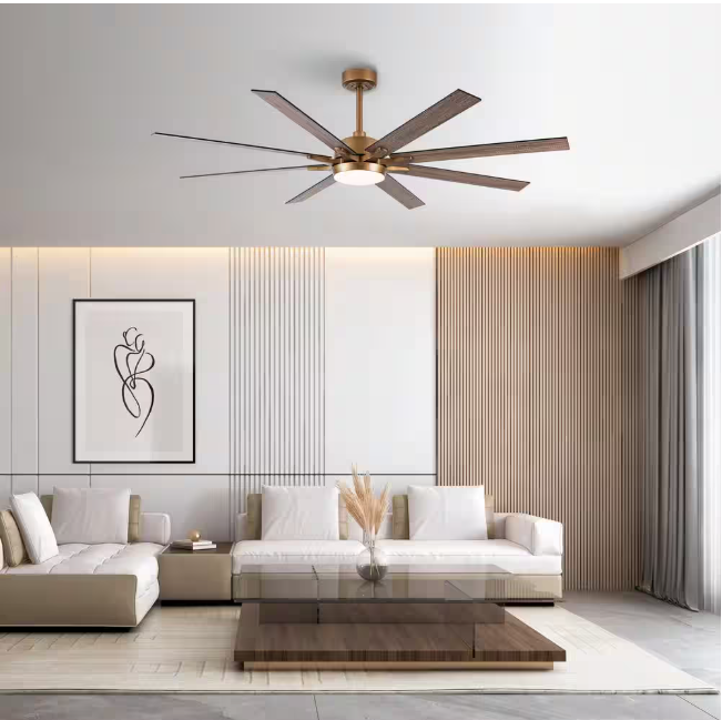 matrix decor 65 in. LED Indoor Gold DC Motor Ceiling Fan with Light and Remote Control, Reversible Blades