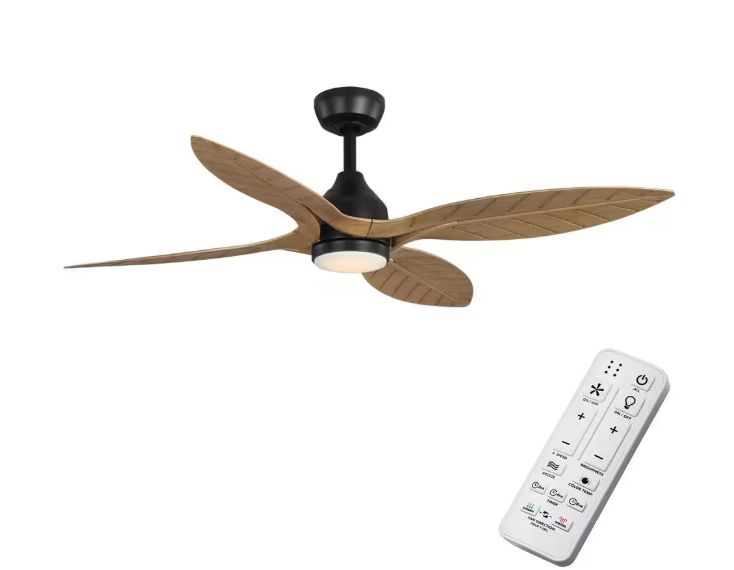 Hampton Bay Melba 54 in. Indoor/Outdoor Matte Black Ceiling Fan with Remote and White Color Changing Integrated LED
