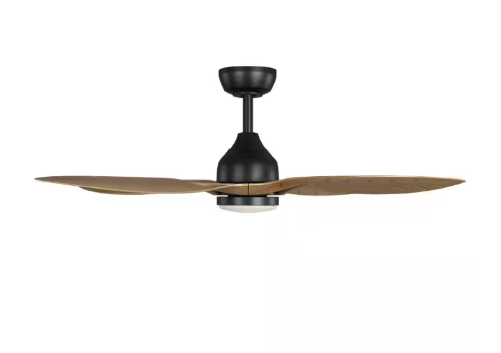 Hampton Bay Melba 54 in. Indoor/Outdoor Matte Black Ceiling Fan with Remote and White Color Changing Integrated LED