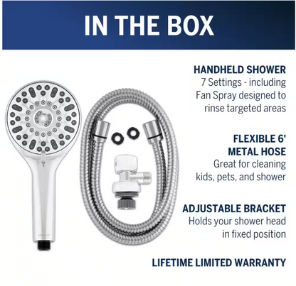 Waterpik 7-Spray Patterns with 1.8 GPM 4.75 in. Wall Mount Adjustable Handheld Shower Head in Chrome