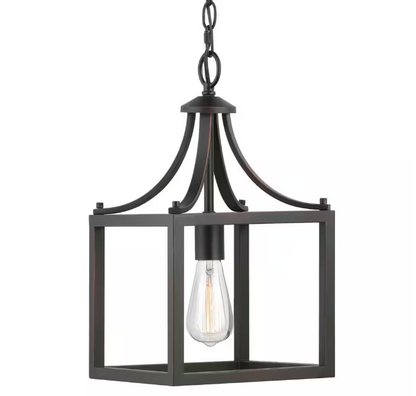 Hampton Bay Boswell Quarter 9-1/2 in. 1-Light Distressed Black Farmhouse Mini-Pendant Kitchen Light