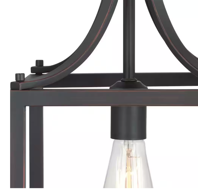 Hampton Bay Boswell Quarter 9-1/2 in. 1-Light Distressed Black Farmhouse Mini-Pendant Kitchen Light