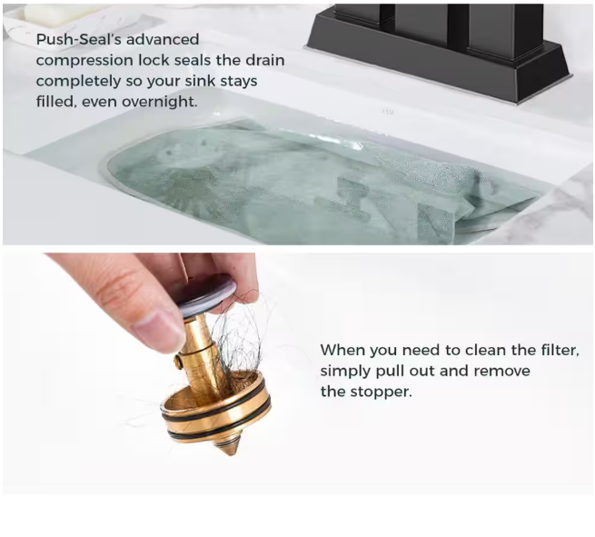 FURUISI 4 in. Centerset Double Handle Low Arc Bathroom Faucet with Pop-up Drain Kit Included in Matte Black