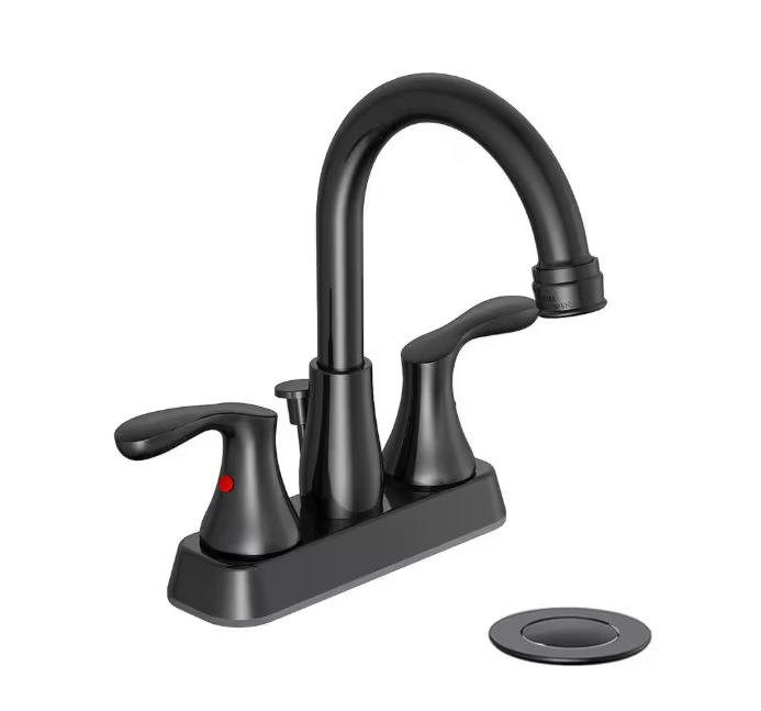 Glacier Bay Deveral 4 in. Centerset 2-Handle High-Arc Bathroom Faucet in Matte Black
