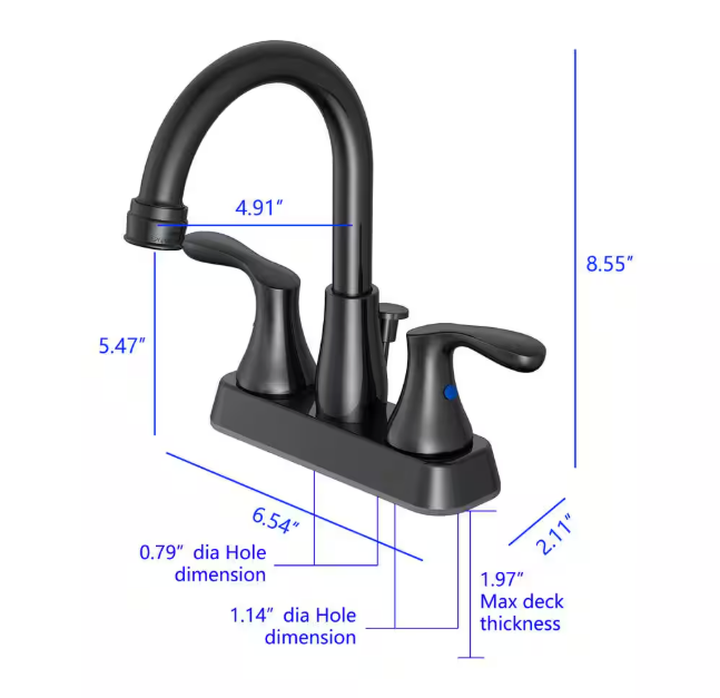 Glacier Bay Deveral 4 in. Centerset 2-Handle High-Arc Bathroom Faucet in Matte Black