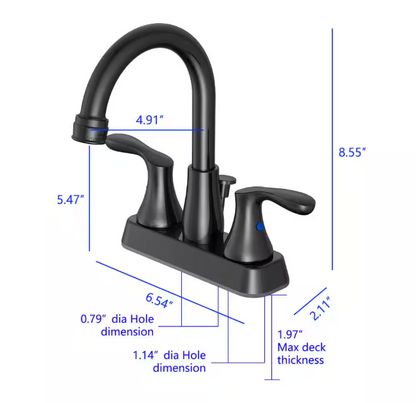 Glacier Bay Deveral 4 in. Centerset 2-Handle High-Arc Bathroom Faucet in Matte Black