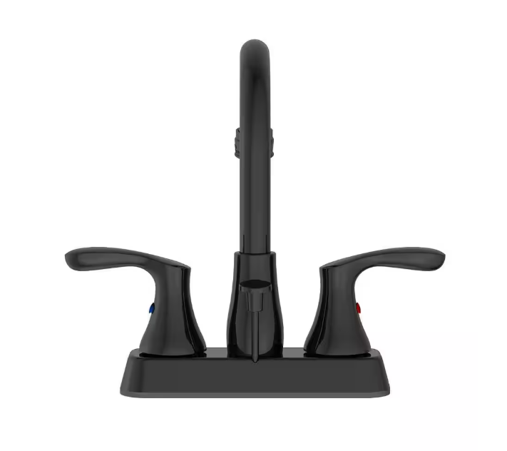 Glacier Bay Deveral 4 in. Centerset 2-Handle High-Arc Bathroom Faucet in Matte Black