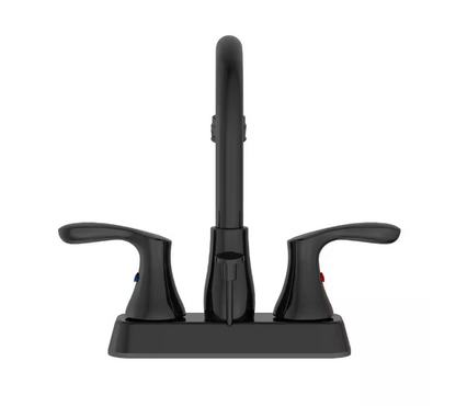 Glacier Bay Deveral 4 in. Centerset 2-Handle High-Arc Bathroom Faucet in Matte Black
