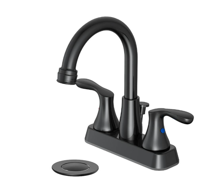 Glacier Bay Deveral 4 in. Centerset 2-Handle High-Arc Bathroom Faucet in Matte Black