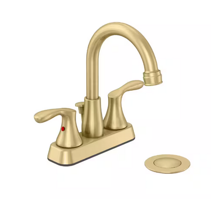 Glacier Bay Deveral 4 in. Centerset 2-Handle High-Arc Bathroom Faucet in Matte Gold