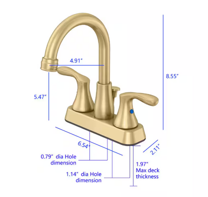 Glacier Bay Deveral 4 in. Centerset 2-Handle High-Arc Bathroom Faucet in Matte Gold