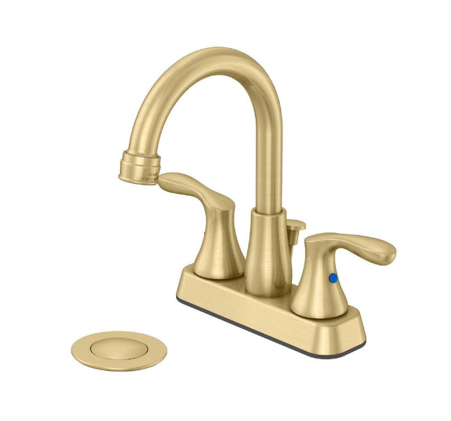 Glacier Bay Deveral 4 in. Centerset 2-Handle High-Arc Bathroom Faucet in Matte Gold