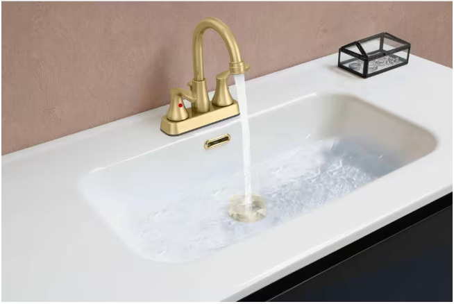 Glacier Bay Deveral 4 in. Centerset 2-Handle High-Arc Bathroom Faucet in Matte Gold