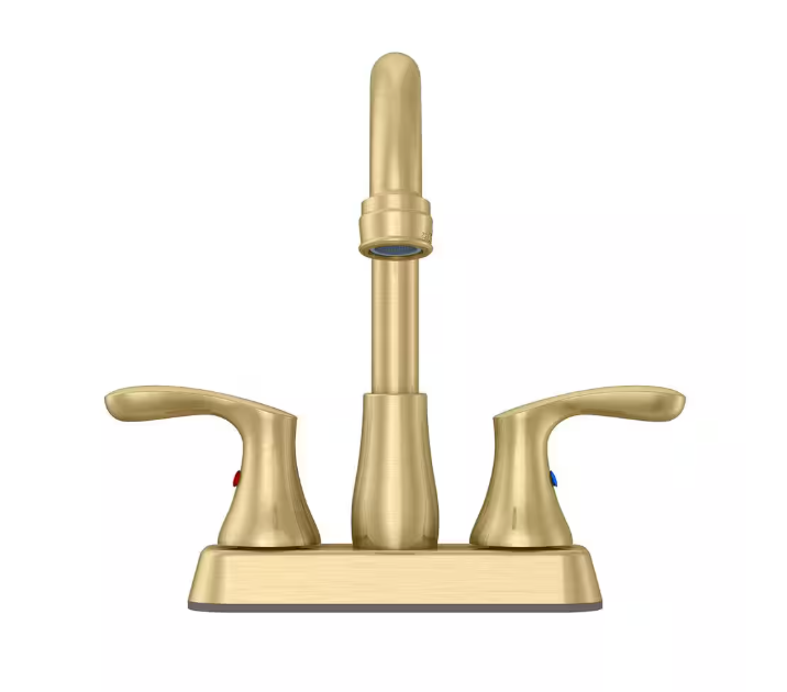 Glacier Bay Deveral 4 in. Centerset 2-Handle High-Arc Bathroom Faucet in Matte Gold