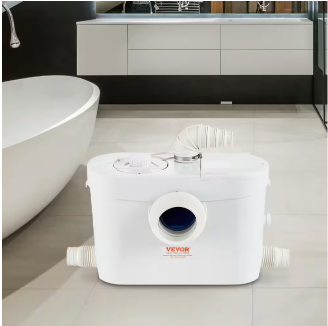 VEVOR Macerator Pump 1HP 700W 9600 L/H Flow 32.8 FT. Sewerage Sump Pump with 3 Inlets for Waste Water Disposal Upflush Machine