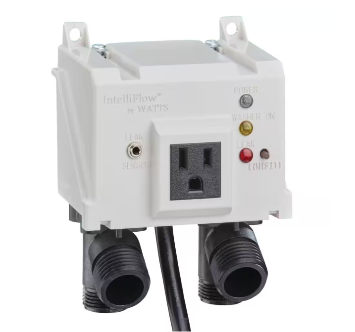 Watts 1/2 in. x 3/4 in. Polysulfone Plastic Washing Machine Smart Water Shutoff Valve with Leak Sensor