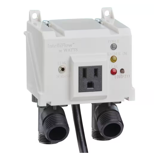 Watts 1/2 in. x 3/4 in. Polysulfone Plastic Washing Machine Smart Water Shutoff Valve with Leak Sensor