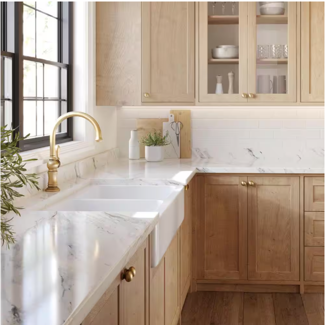 Hampton Bay Calcutta Marble Endsplash Kit for Laminate Countertop with Full-Wrap Ogee Edge and Loose Backsplash