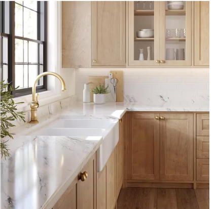 Hampton Bay Calcutta Marble Endsplash Kit for Laminate Countertop with Full-Wrap Ogee Edge and Loose Backsplash