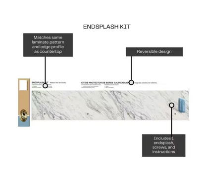 Hampton Bay Calcutta Marble Endsplash Kit for Laminate Countertop with Full-Wrap Ogee Edge and Loose Backsplash