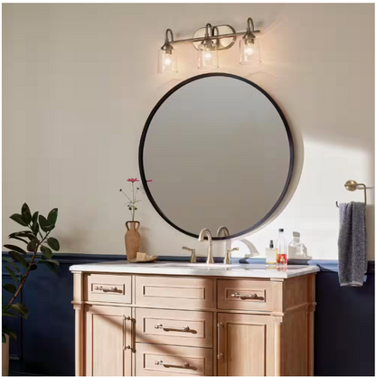 KICHLER Erta 24 in. 3-Light Champagne Bronze Bathroom Vanity Light with Clear Glass Shades
