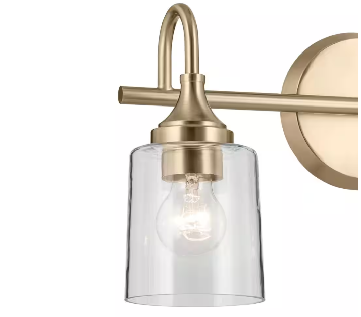 KICHLER Erta 24 in. 3-Light Champagne Bronze Bathroom Vanity Light with Clear Glass Shades