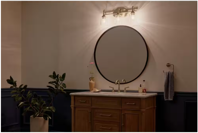 KICHLER Erta 24 in. 3-Light Champagne Bronze Bathroom Vanity Light with Clear Glass Shades