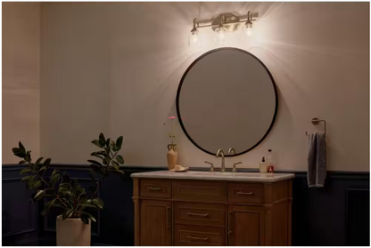 KICHLER Erta 24 in. 3-Light Champagne Bronze Bathroom Vanity Light with Clear Glass Shades