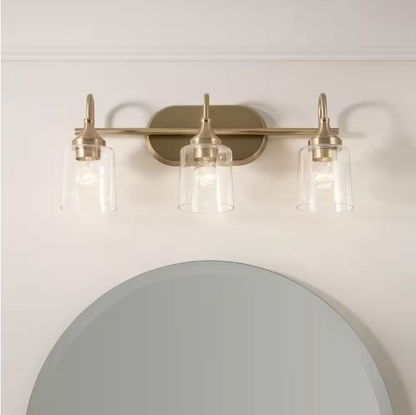 KICHLER Erta 24 in. 3-Light Champagne Bronze Bathroom Vanity Light with Clear Glass Shades