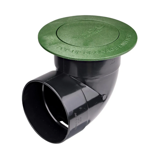 NDS Pop-Up Drainage Emitter with Elbow for 4 in. Drain Pipes, Green Plastic