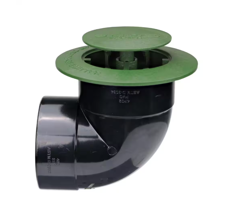NDS Pop-Up Drainage Emitter with Elbow for 4 in. Drain Pipes, Green Plastic