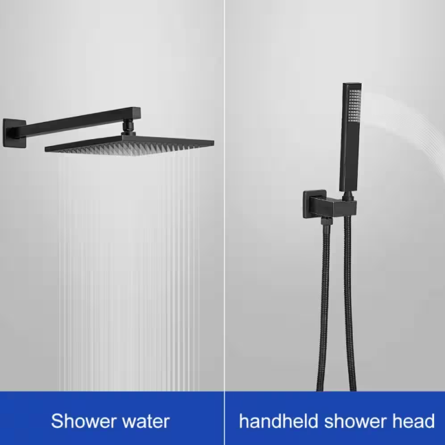 BWE Rain Single Handle 2-Spray Shower Faucet 2.5GPM with Flexible 12in Shower System Head with Handheld in Oil Rubbed Bronze