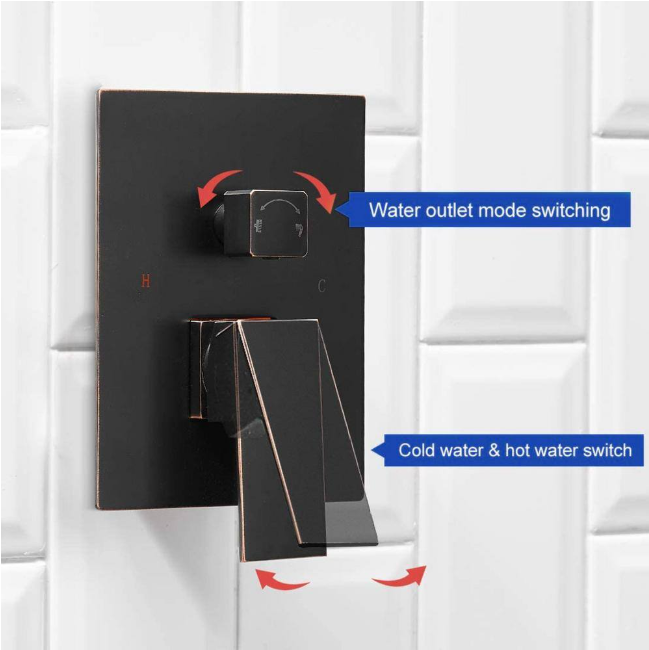 BWE Rain Single Handle 2-Spray Shower Faucet 2.5GPM with Flexible 12in Shower System Head with Handheld in Oil Rubbed Bronze