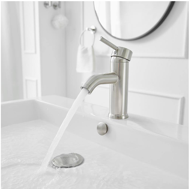 BWE Single Hole Single-Handle Bathroom Faucet With Pop Up Drain in Brushed Nickel