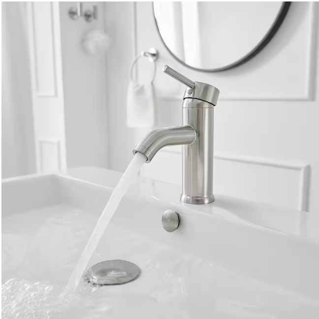 BWE Single Hole Single-Handle Bathroom Faucet With Pop Up Drain in Brushed Nickel