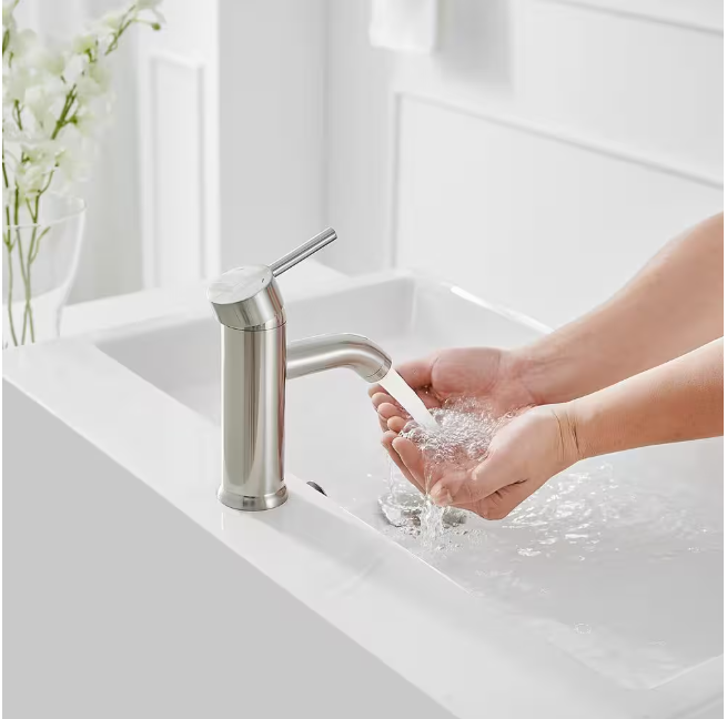 BWE Single Hole Single-Handle Bathroom Faucet With Pop Up Drain in Brushed Nickel