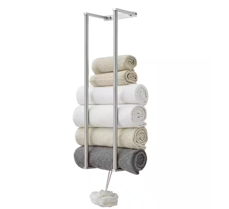 BWE Towel Rack with 2-Towel Bars Wall Mount Holder, Bathroom Organizer for Bathroom Hooks in Brushed Nickel