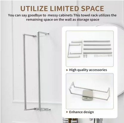 BWE Towel Rack with 2-Towel Bars Wall Mount Holder, Bathroom Organizer for Bathroom Hooks in Brushed Nickel