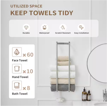 BWE Towel Rack with 2-Towel Bars Wall Mount Holder, Bathroom Organizer for Bathroom Hooks in Brushed Nickel