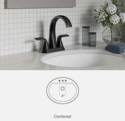 KOHLER Cursiva 4 in. Centerset Double Handle Bathroom Faucet in Matte Black