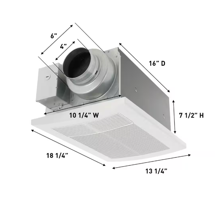 Panasonic WhisperWarm DC 50-80-110 CFM Ceiling Bathroom Exhaust Fan with Heater