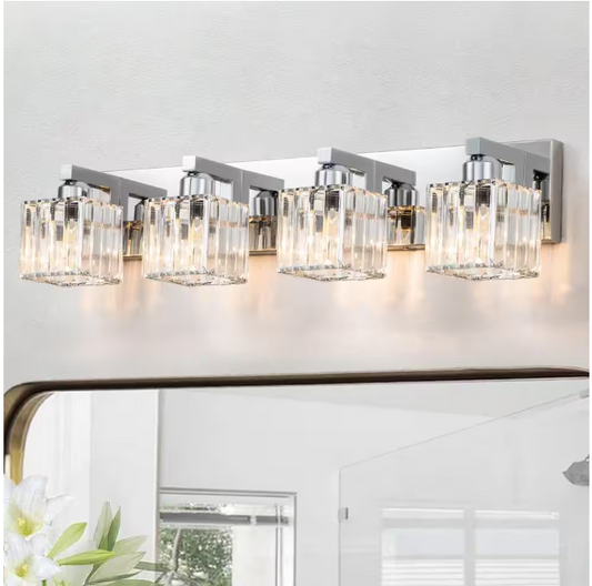 EDISLIVE Orillia 27.5 in. 4-Light Chrome Bathroom Vanity Light with Crystal Shades