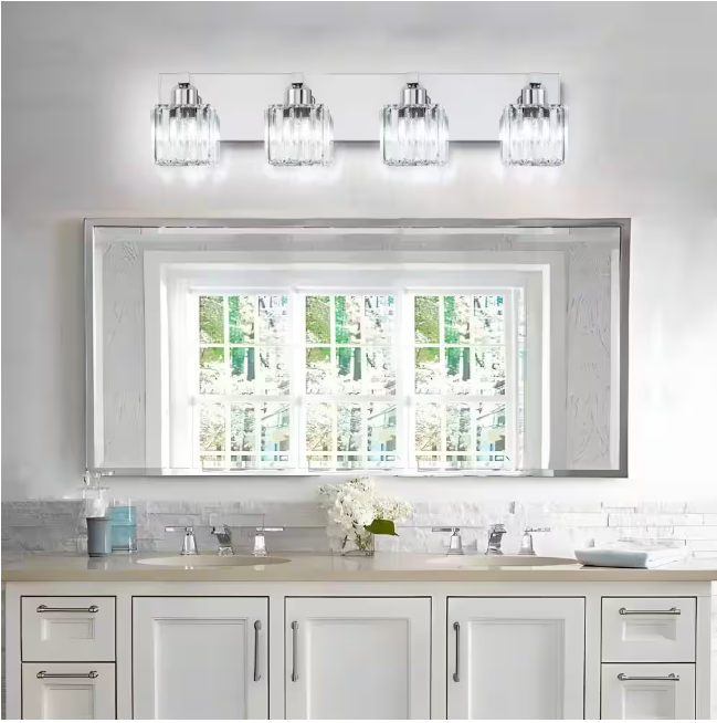 EDISLIVE Orillia 27.5 in. 4-Light Chrome Bathroom Vanity Light with Crystal Shades