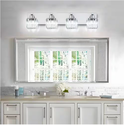 EDISLIVE Orillia 27.5 in. 4-Light Chrome Bathroom Vanity Light with Crystal Shades