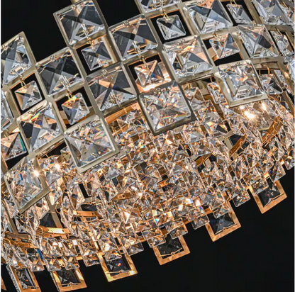 EDISLIVE Paisley 15 in. 3-Light Crystal Drum Gold Semi Flush Mount