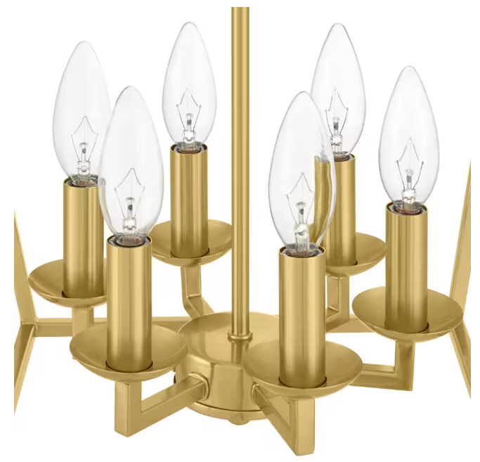 Home Decorators Collection Weyburn 6-Light Gold Farmhouse Chandelier Light Fixture with Caged Metal Shade