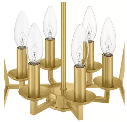 Home Decorators Collection Weyburn 6-Light Gold Farmhouse Chandelier Light Fixture with Caged Metal Shade