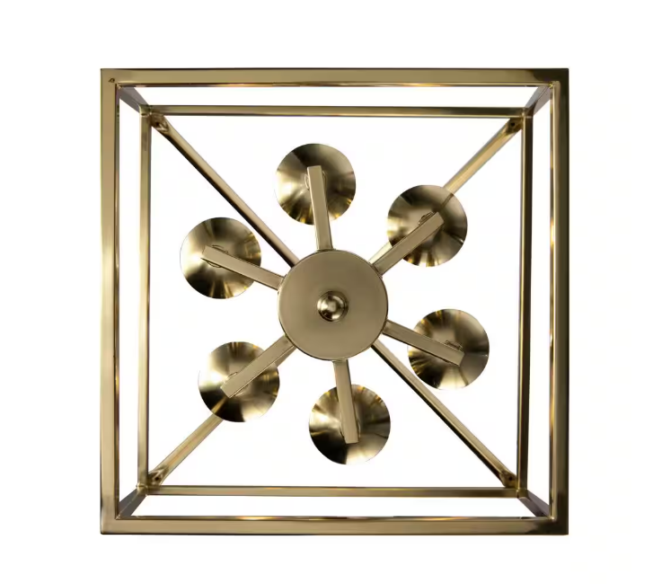 Home Decorators Collection Weyburn 6-Light Gold Farmhouse Chandelier Light Fixture with Caged Metal Shade