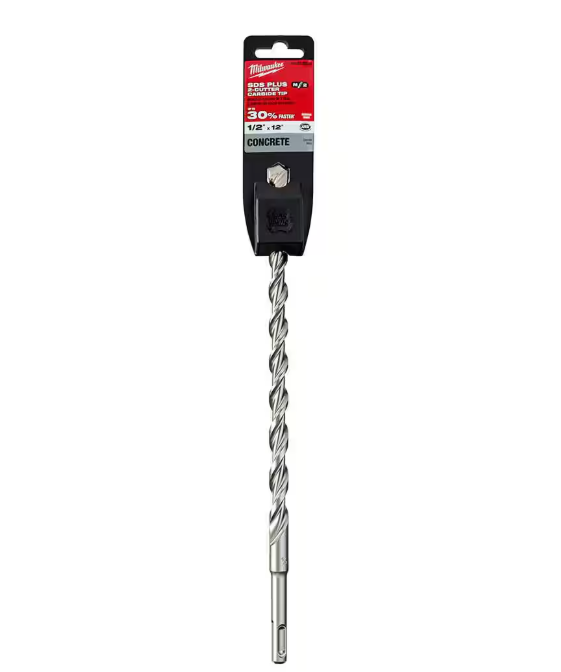 Milwaukee 1/2 in. x 12 in. 2-Cutter SDS-PLUS Carbide Drill Bit